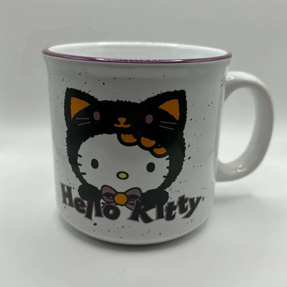 Hello Kitty Halloween Trick or Treat Black Cat Bats Coffee Mug Cup 20oz NEW